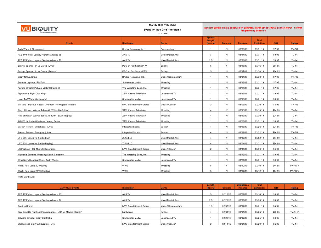 March 2019 Title Grid