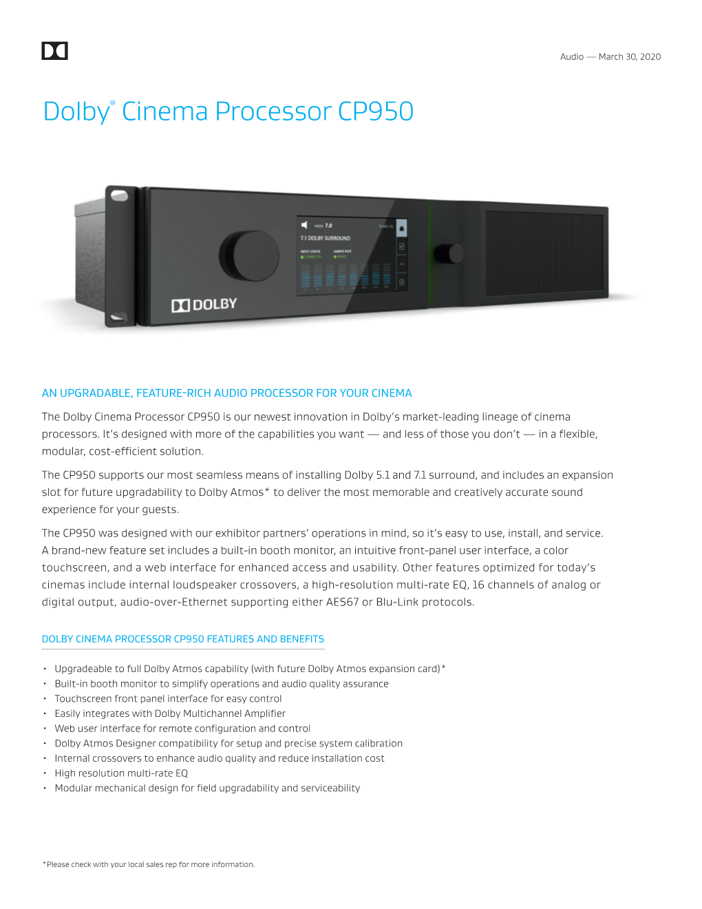 Dolby® Cinema Processor CP950