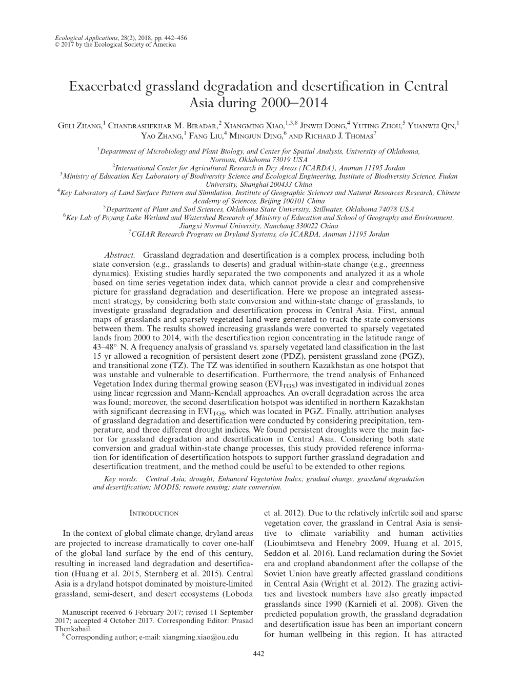 Exacerbated Grassland Degradation and Desertification In