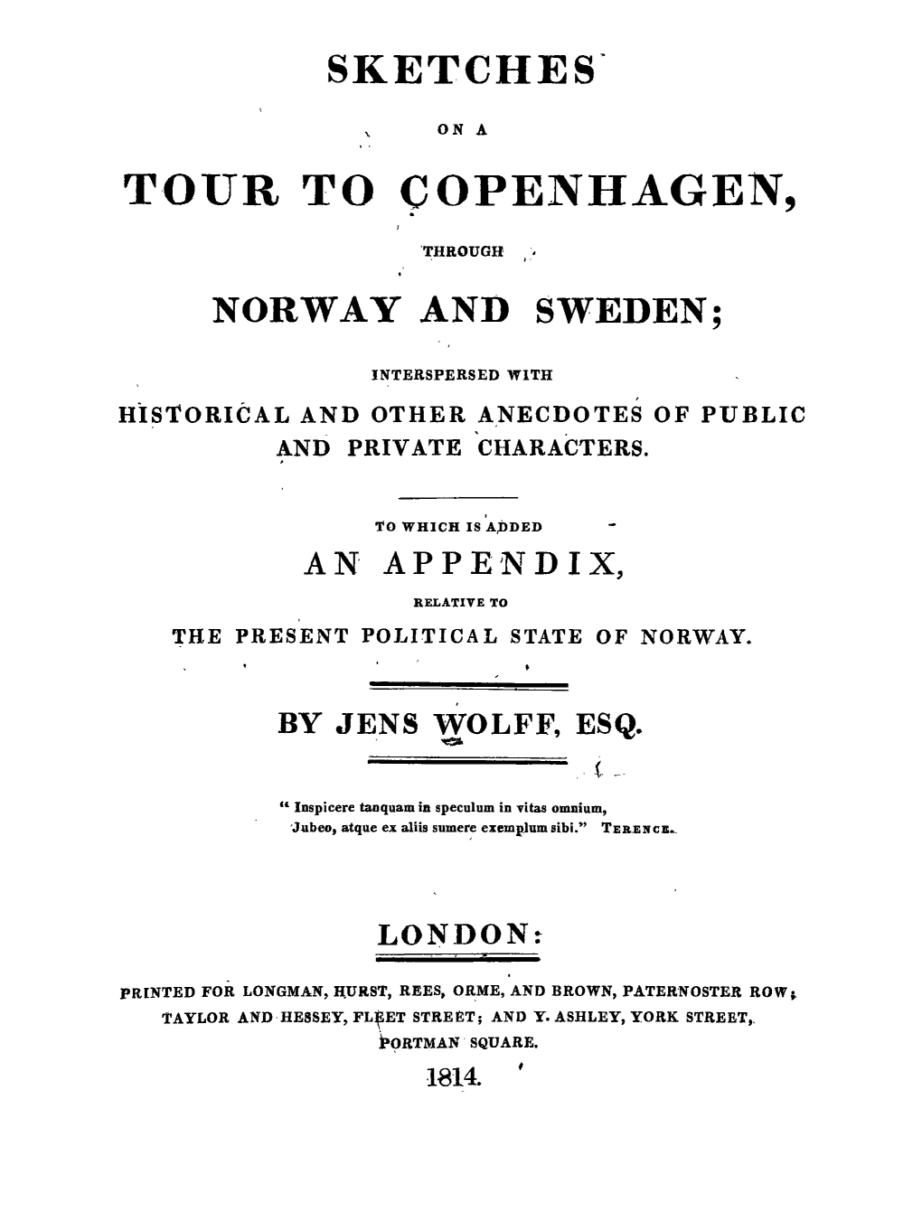 Sketches on a Tour to Copenhagen, Through Norway and Sweden