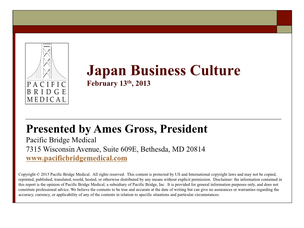 Japan Business Culture February 13Th, 2013