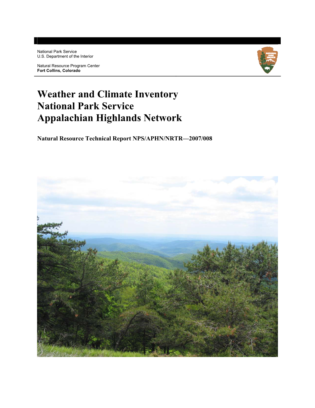 Weather and Climate Inventory National Park Service Appalachian Highlands Network
