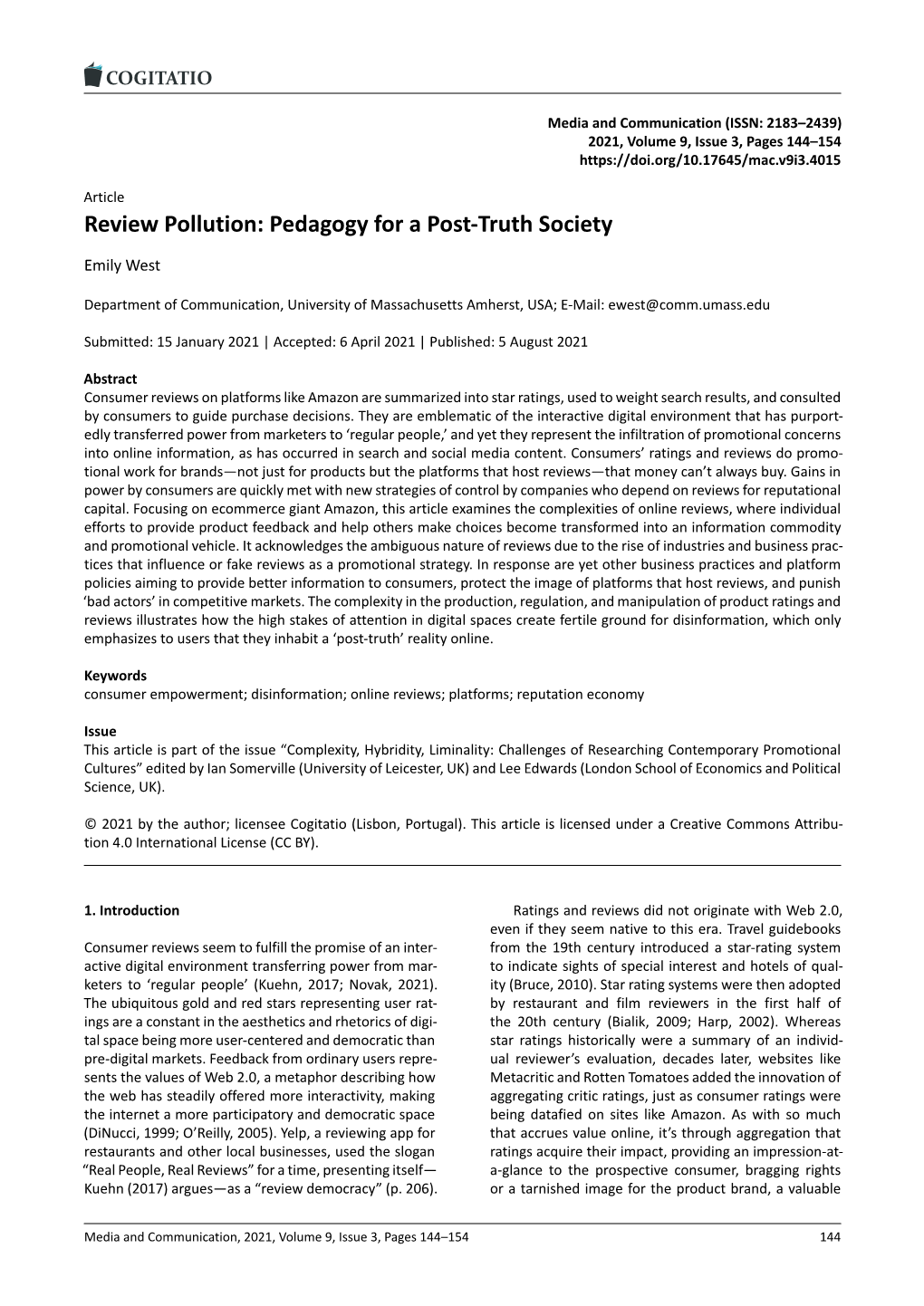 Review Pollution: Pedagogy for a Post‐Truth Society