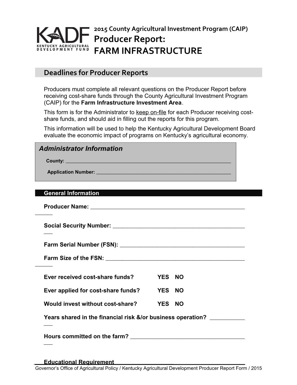 CAIP Producer Report Farm Infrastructure 2015