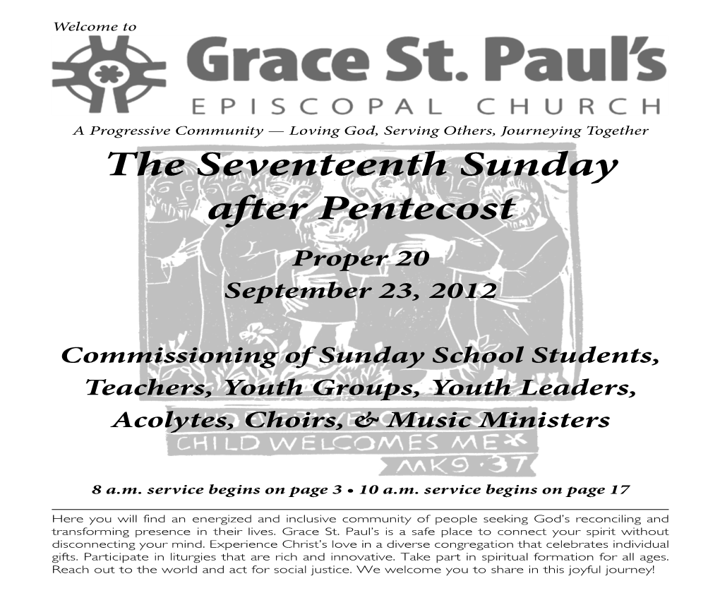 The Seventeenth Sunday After Pentecost Proper 20 September 23, 2012