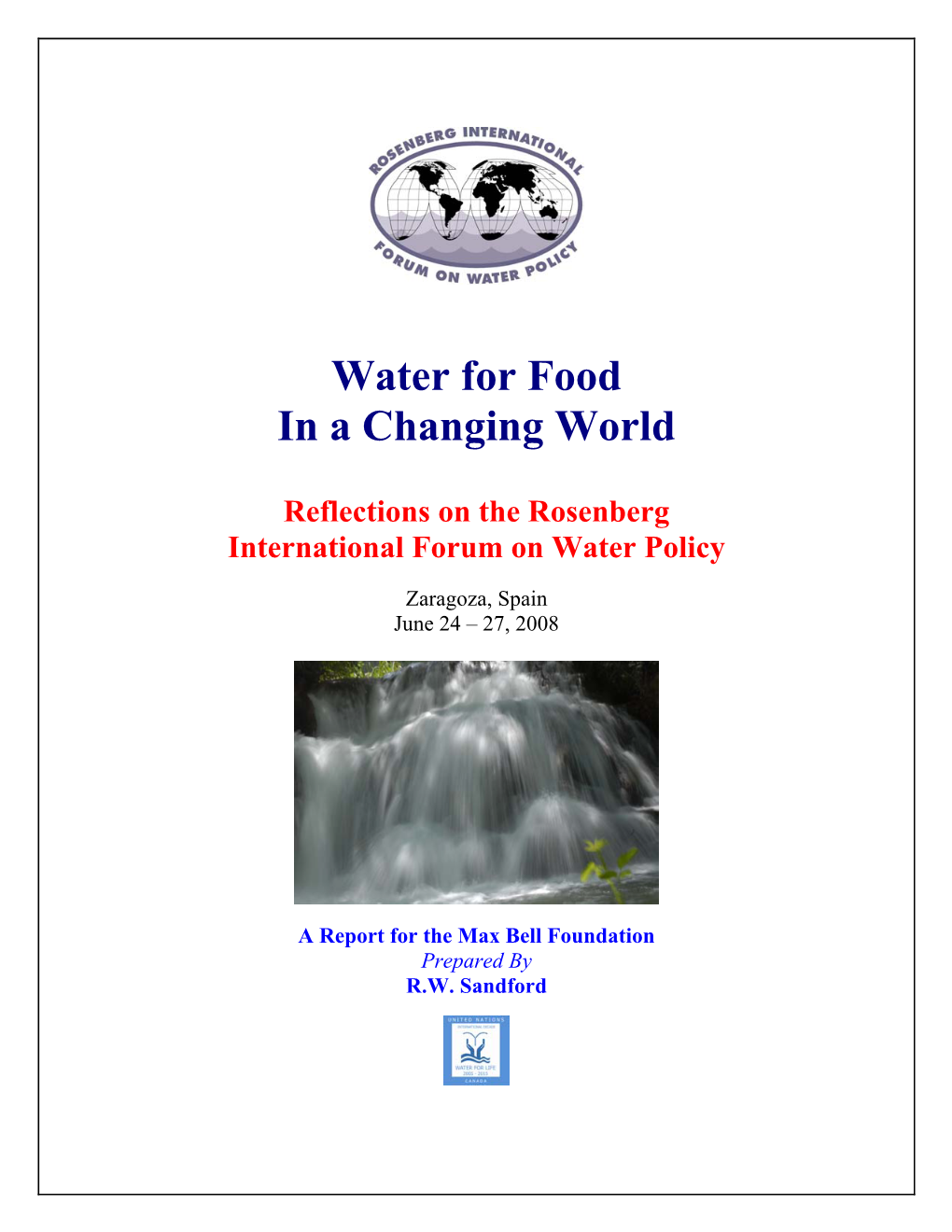 Water for Food in a Changing World