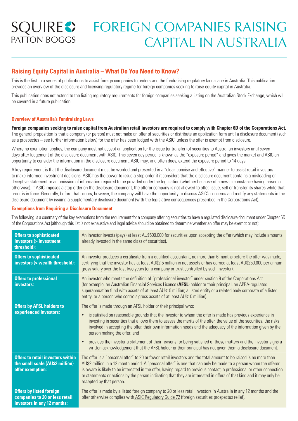 Foreign Companies Raising Capital in Australia