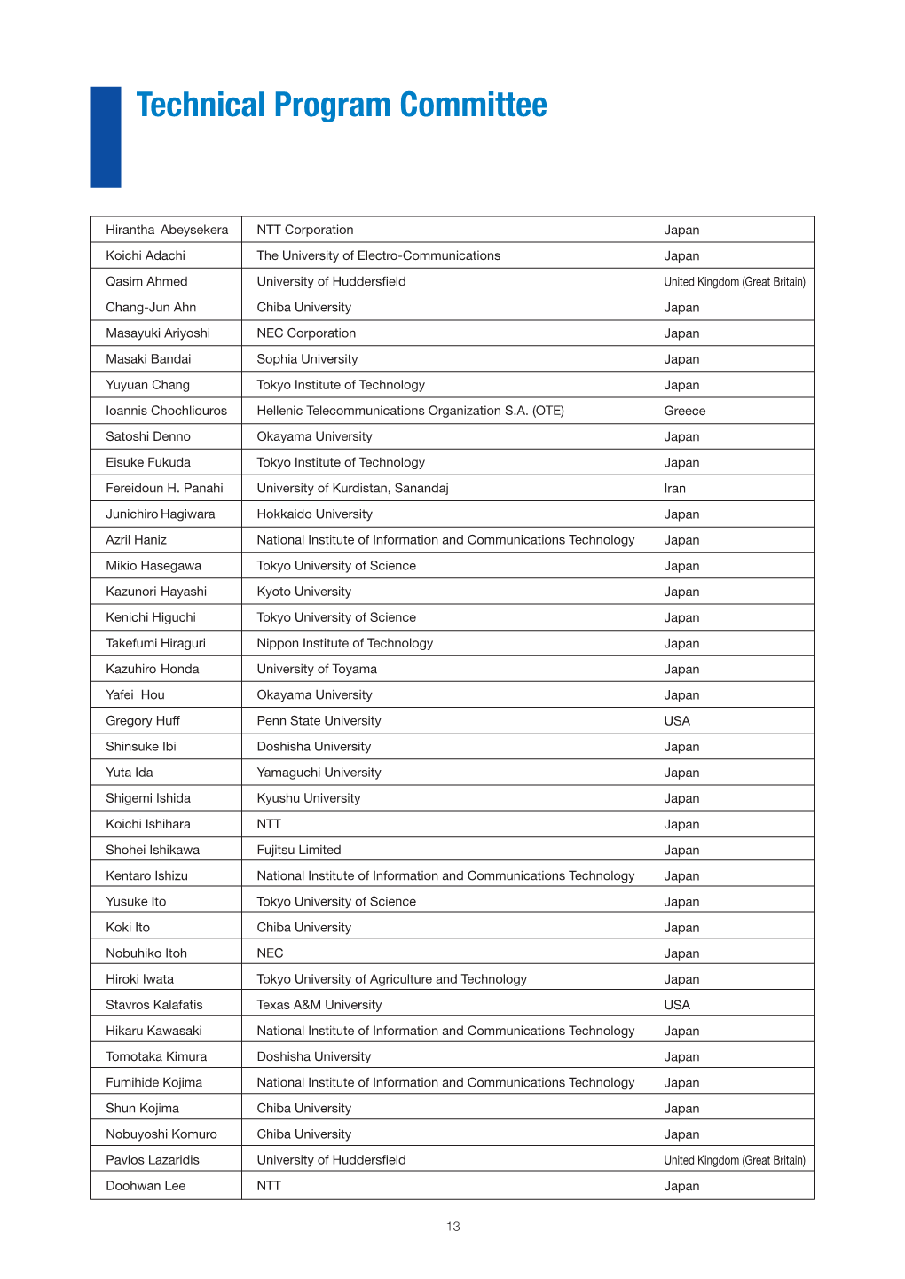 Technical Program Committee