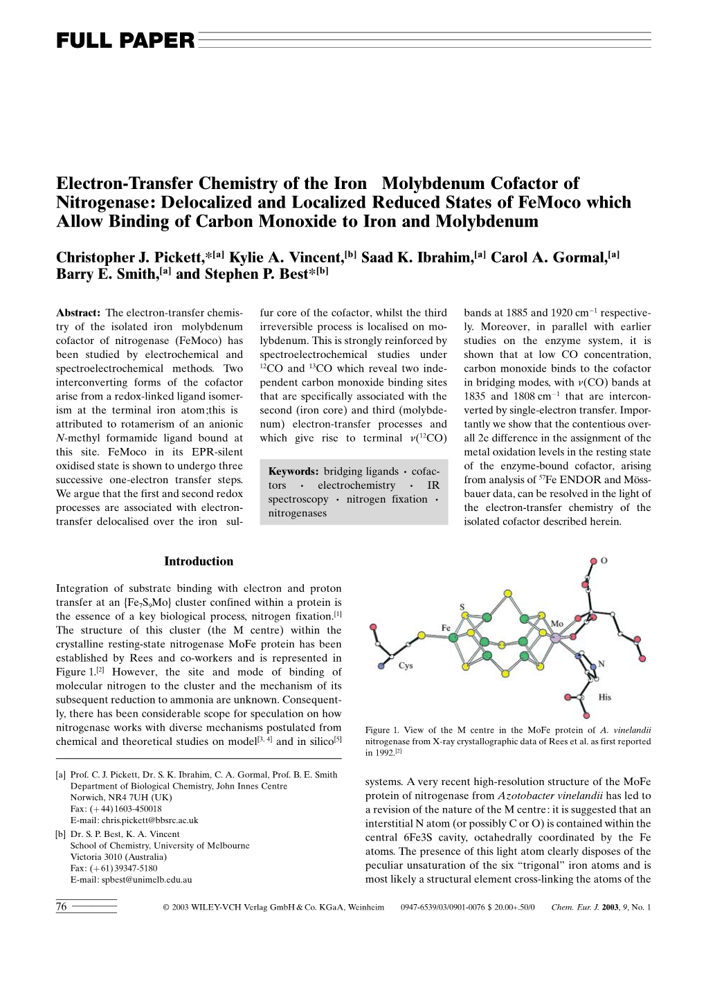 Electron-Transfer Chemistry of the Iron-Molybdenum Cofactor Of