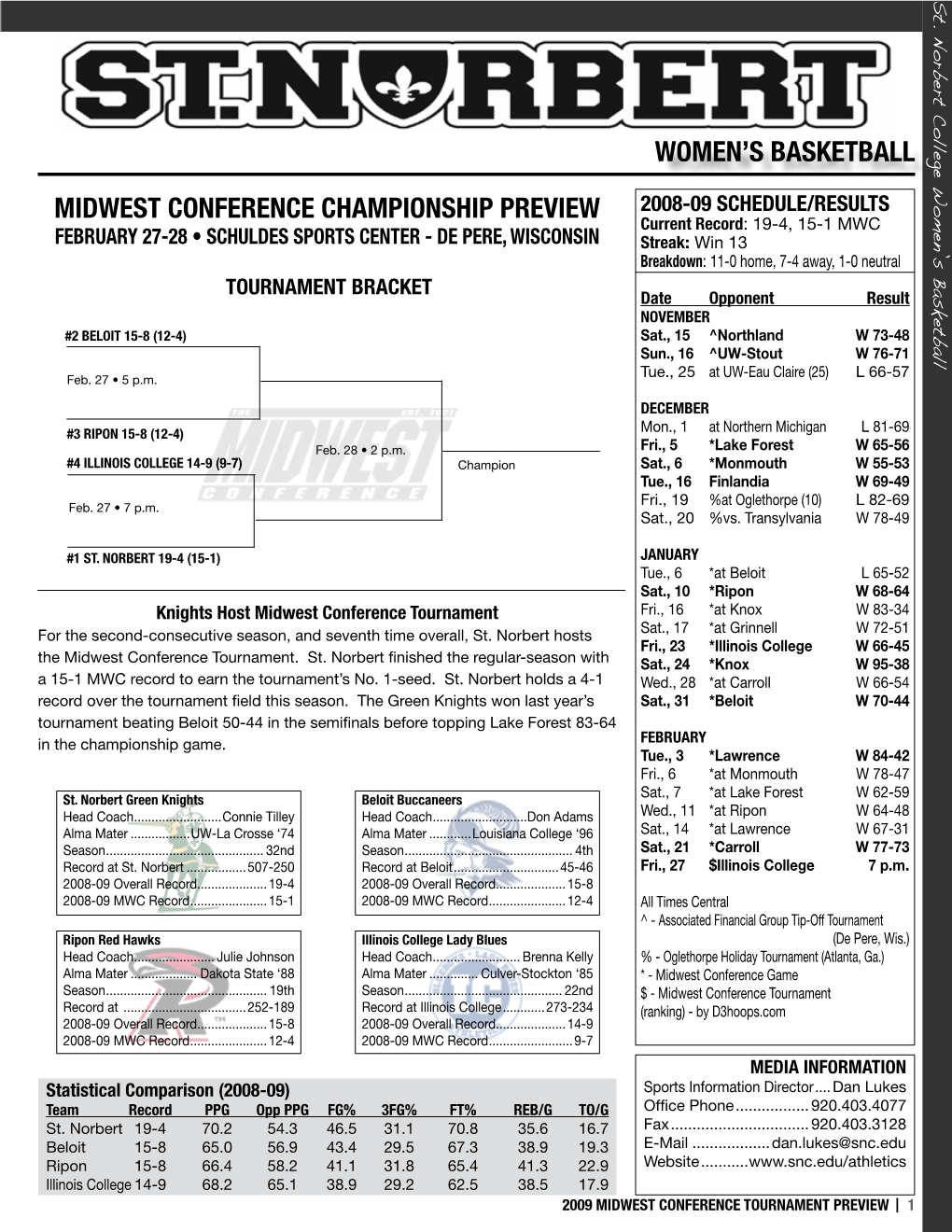 Women's Basketball Midwest Conference Championship Preview