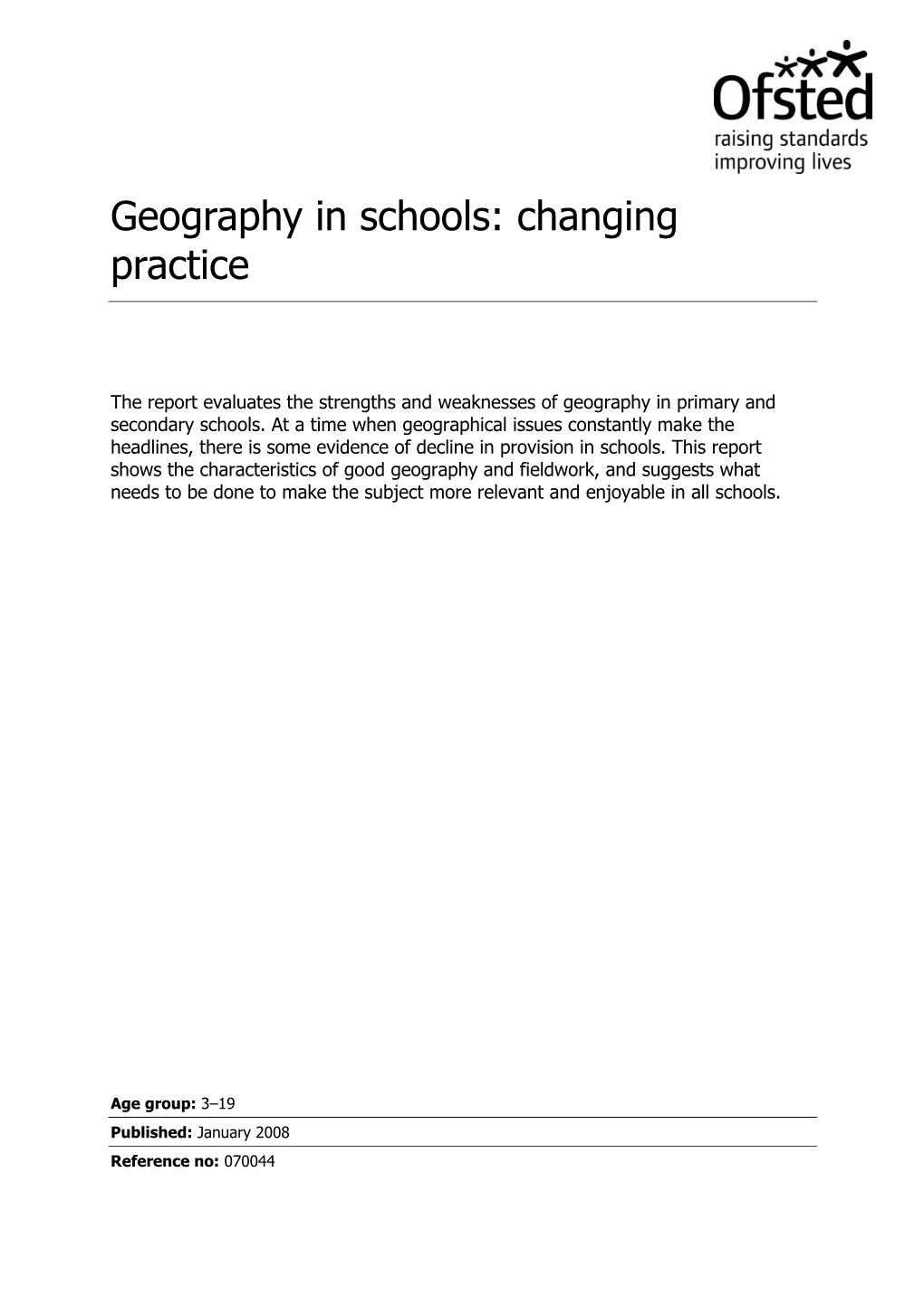 Geography in Schools: Changing Practice