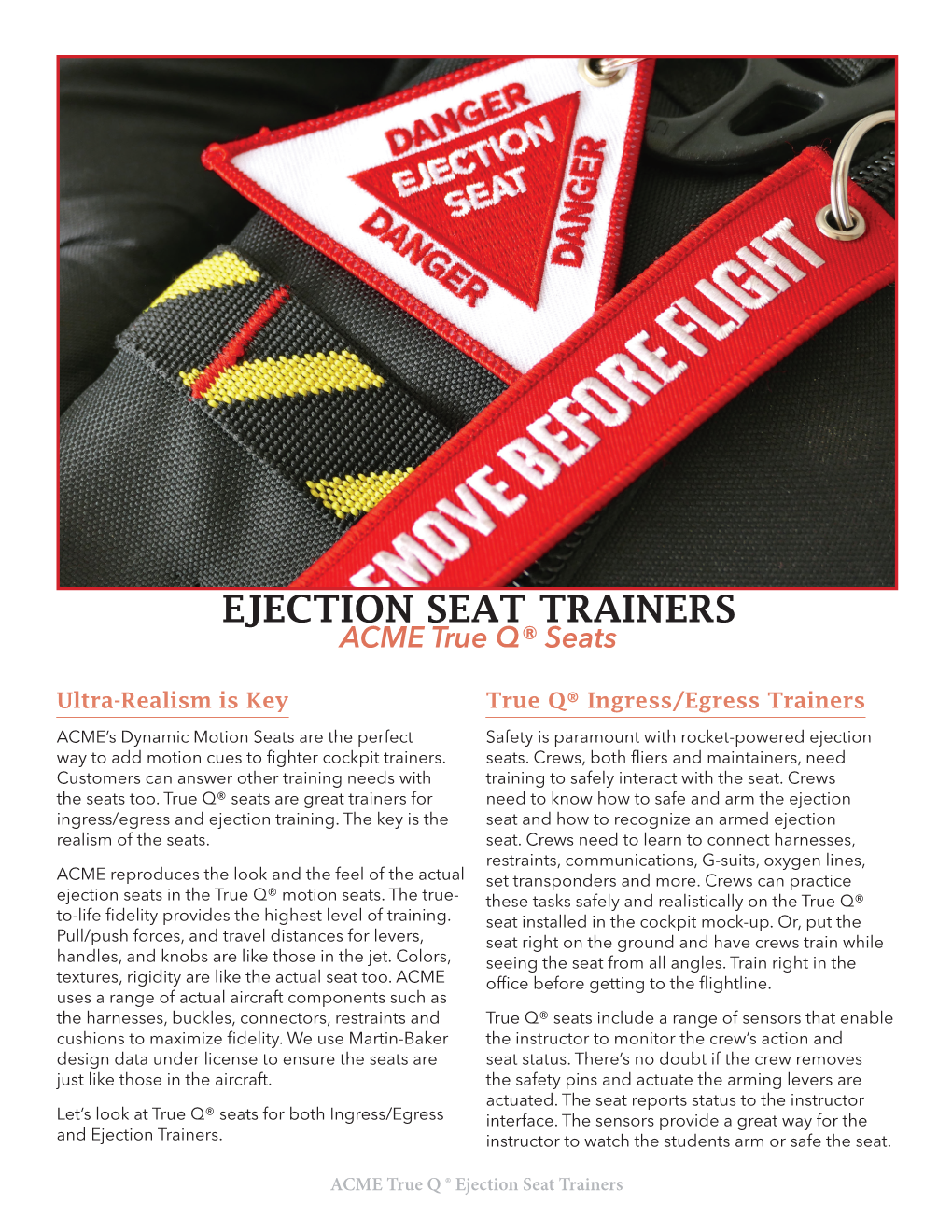 EJECTION SEAT TRAINERS ACME True Q® Seats