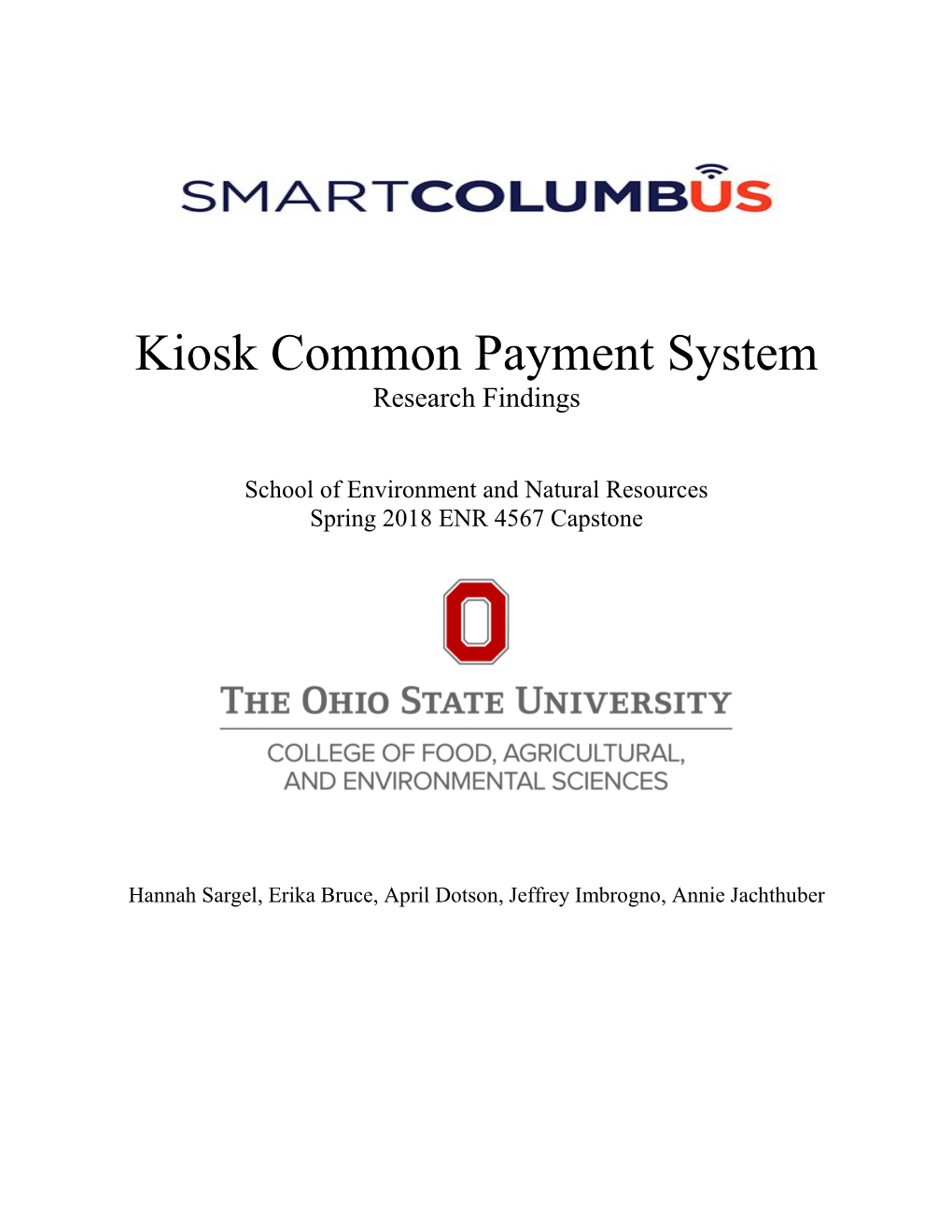 Kiosk Common Payment System Research Findings