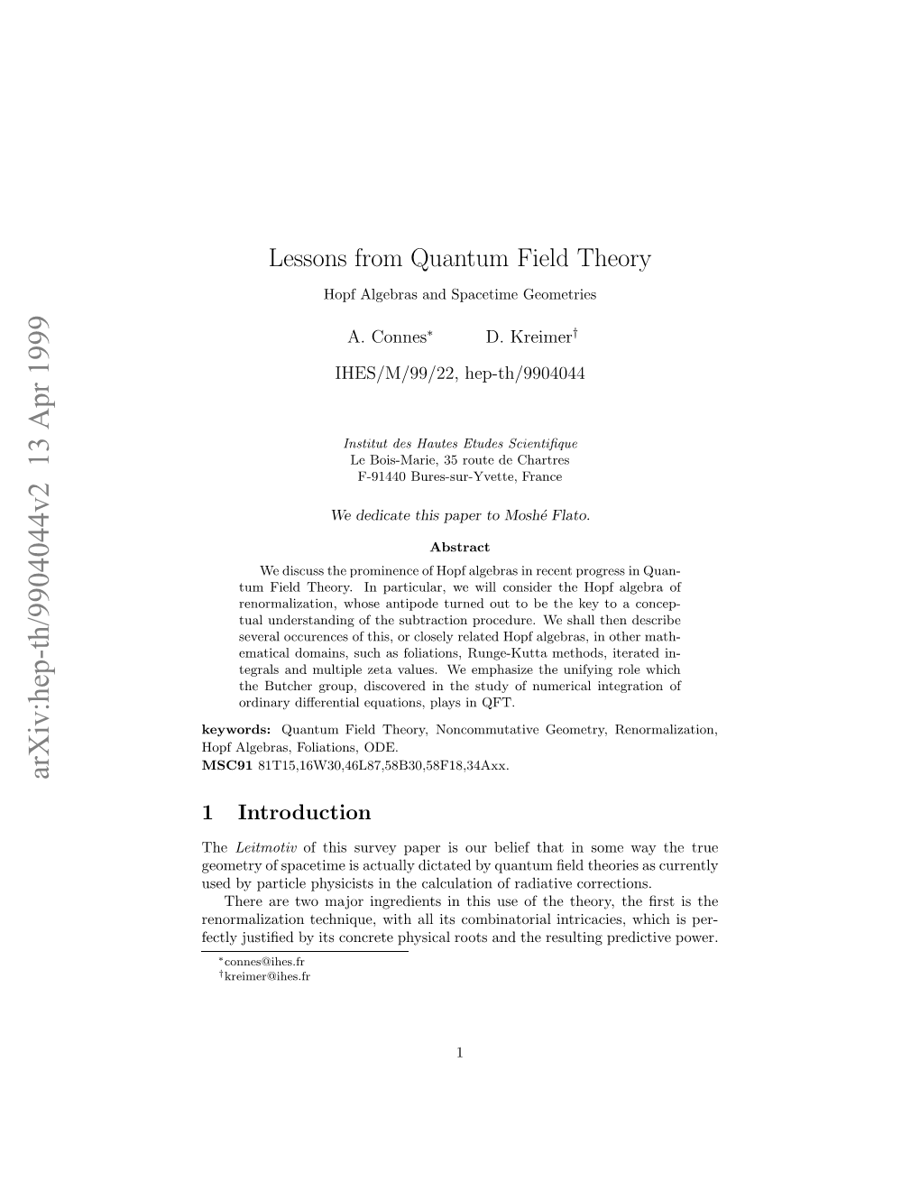 Lessons from Quantum Field Theory-Hopf Algebras and Spacetime Geometries