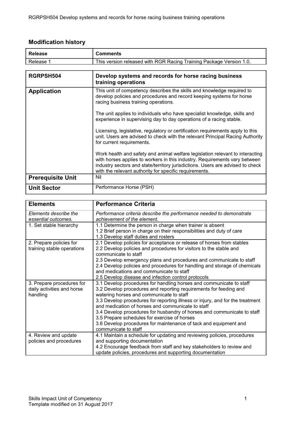 Skills Impact Unit of Competency Template s2