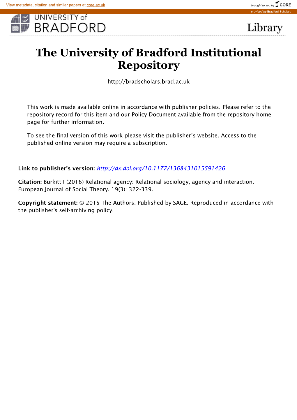 The University of Bradford Institutional Repository