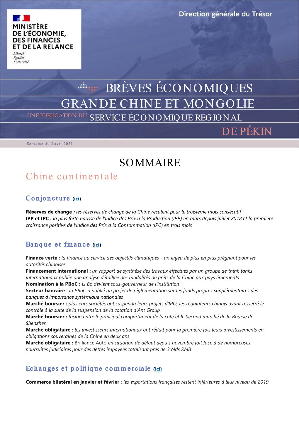 Brèves Économiques Grande Chine Et Mongolie Une Publication Du Service Économique Regional De Pékin