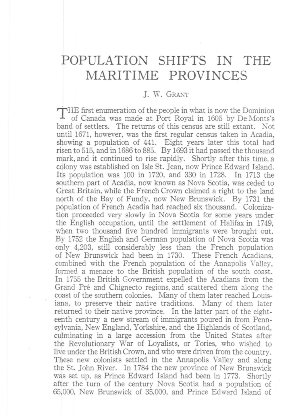 Population Shifts in the Maritime Provinces