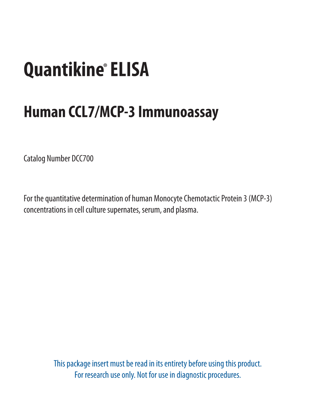 Human CCL7/MCP-3 Quantikine ELISA
