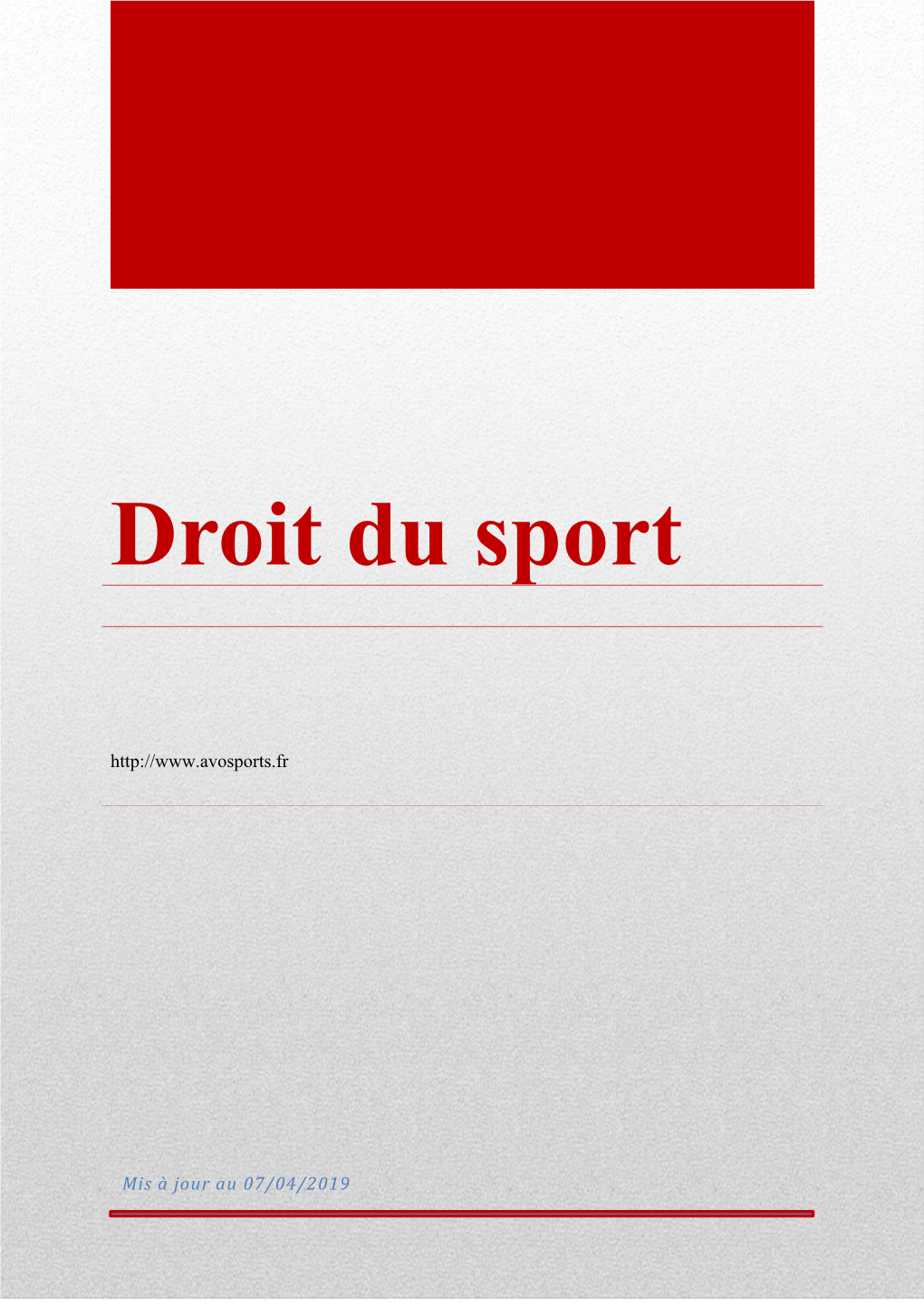 Droit Du Sport