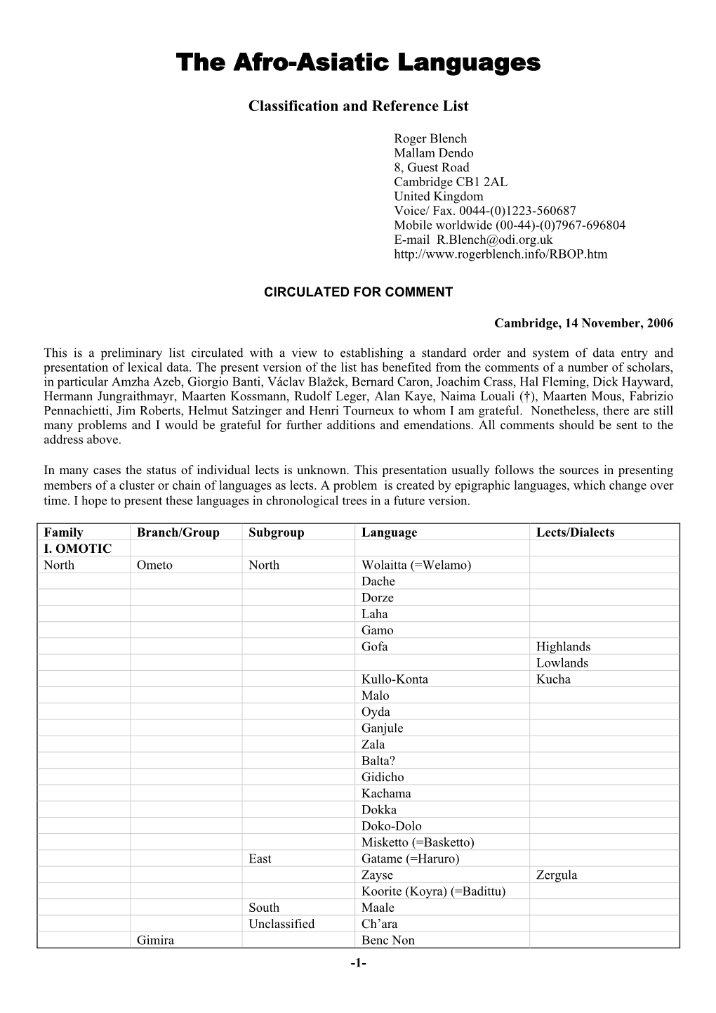 The Afro-Asiatic Languages