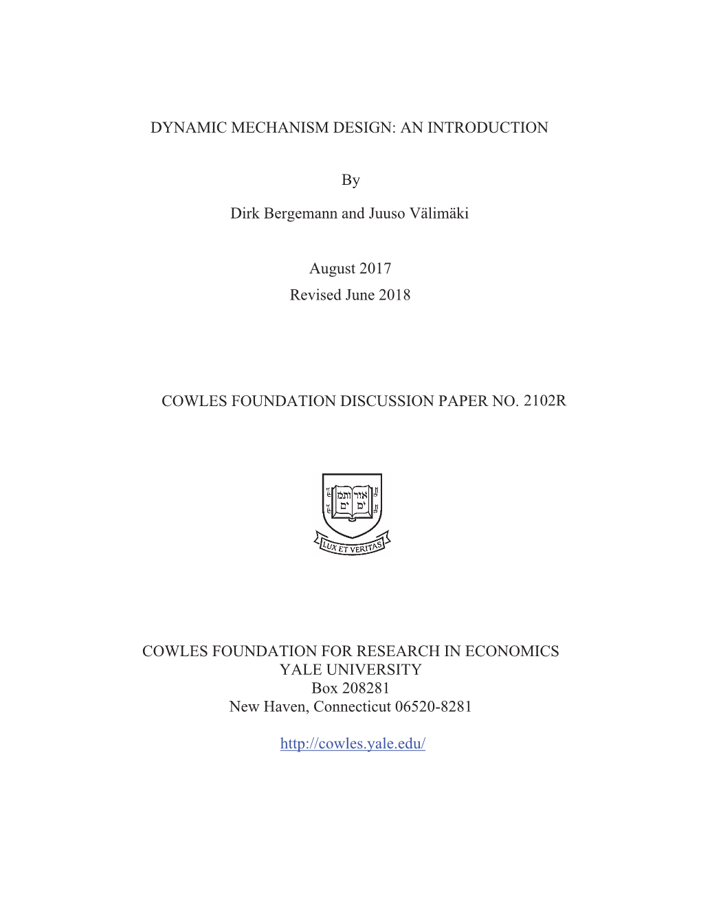 Dynamic Mechanism Design: an Introduction