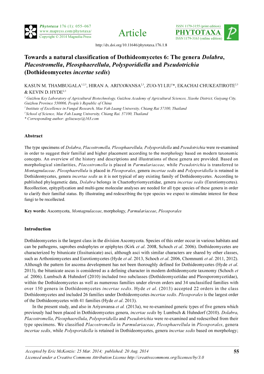 Towards a Natural Classification of Dothideomycetes 6: the Genera