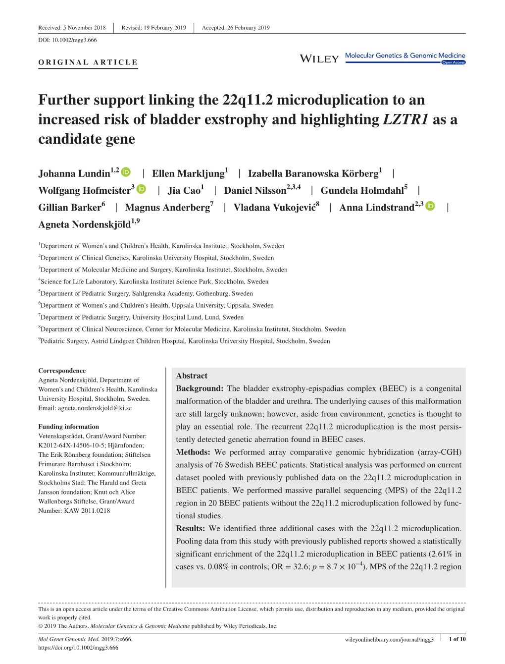 Further Support Linking the 22Q11.2 Microduplication to an Increased Risk of Bladder Exstrophy and Highlighting LZTR1 As a Candidate Gene