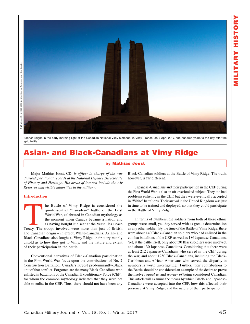 Asian- and Black-Canadians at Vimy Ridge