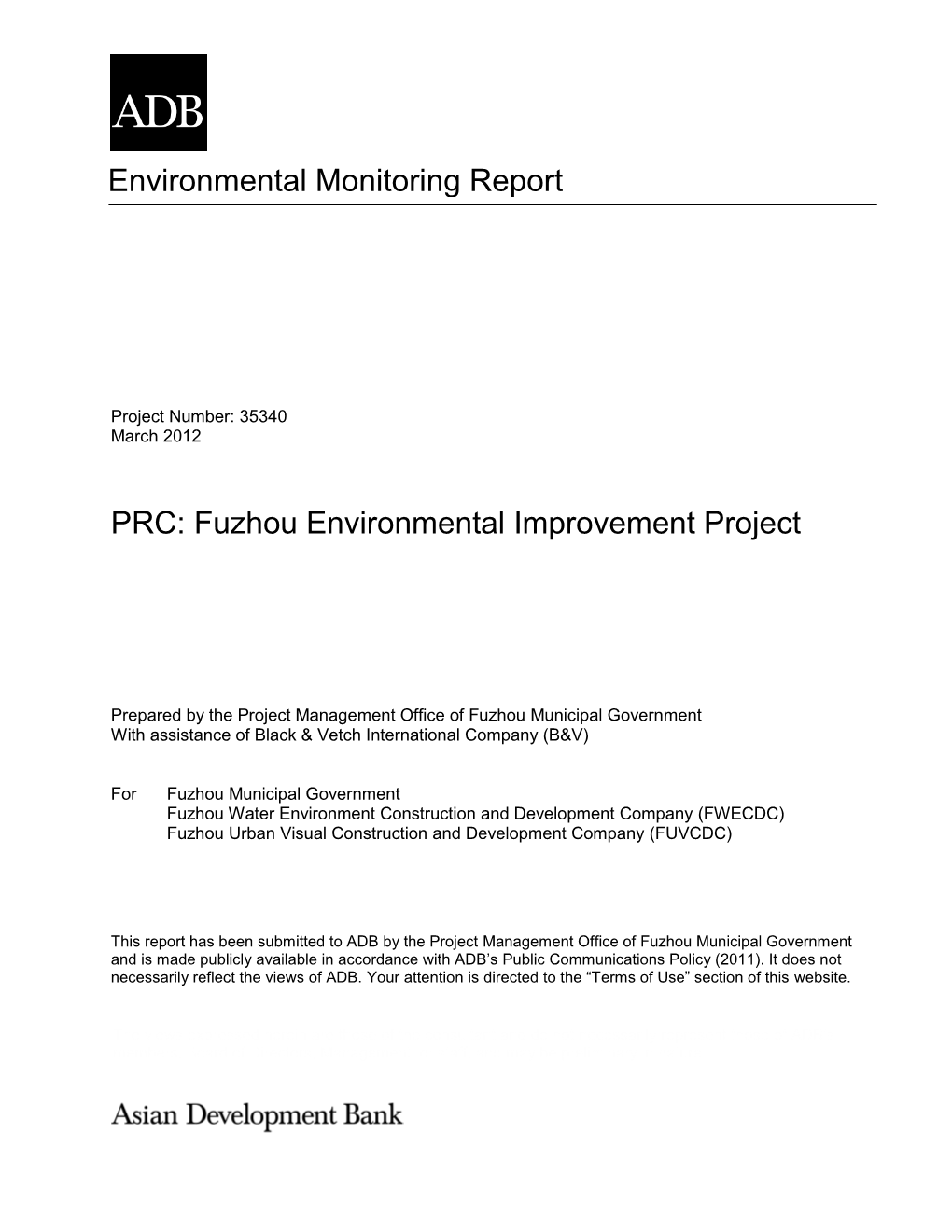 EMR: PRC: Fuzhou Environmental Improvement Project