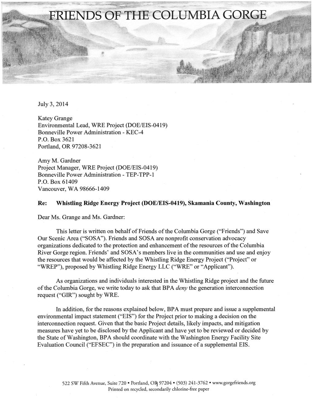 July 3, 2014 Katey Grange Environmental Lead, WRE Project (DOE