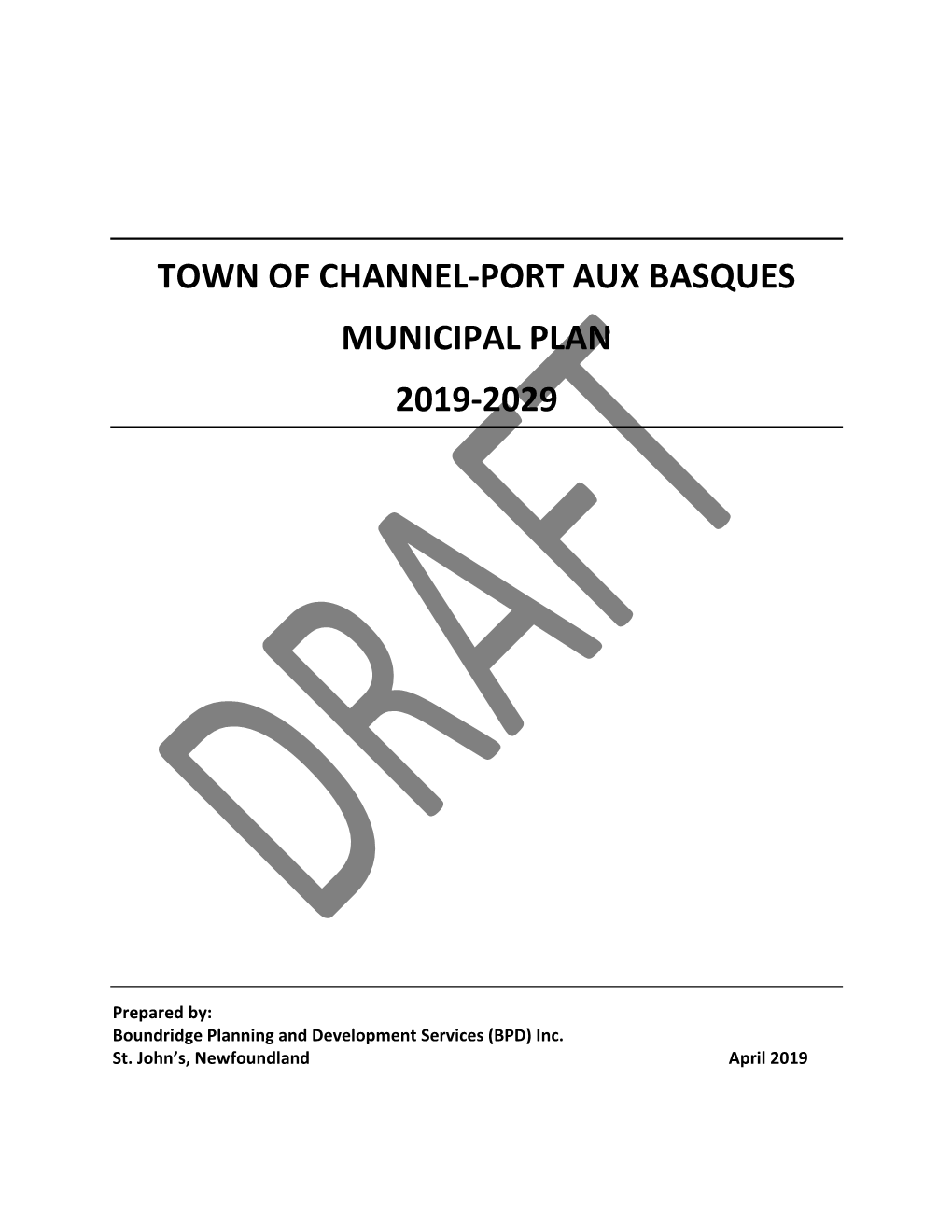 Draft Municipal Plan 2019-2029