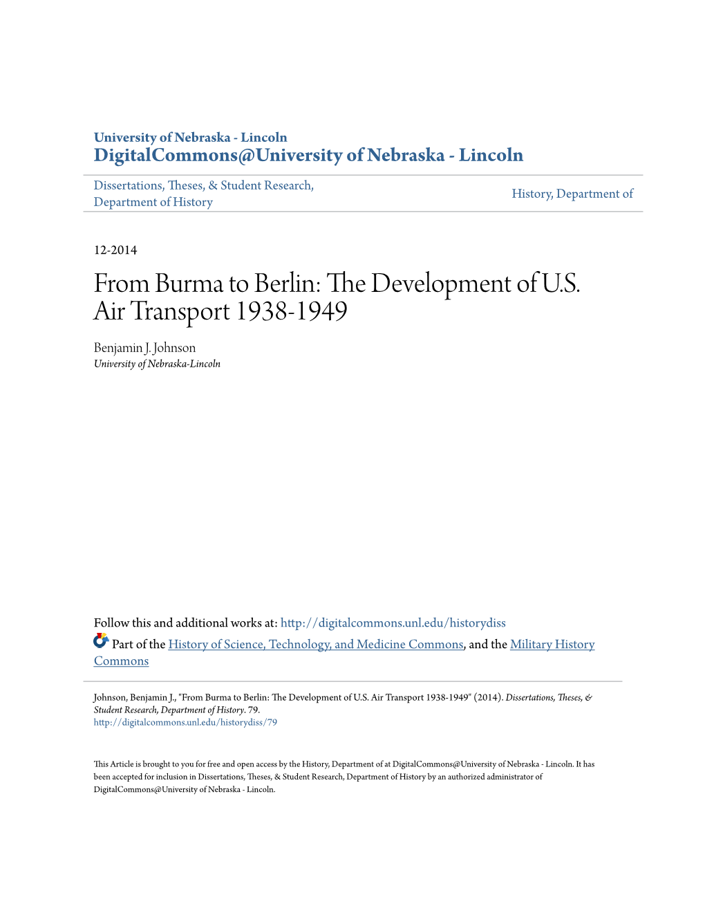 From Burma to Berlin: the Development of U.S. Air Transport 1938-1949