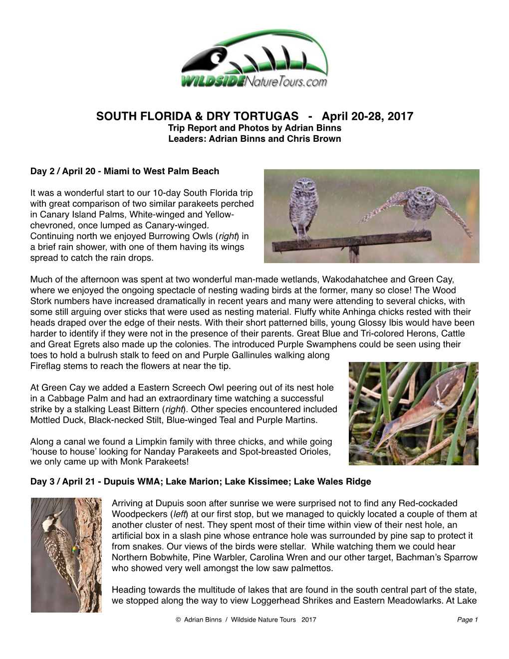 TRIP REPORT Florida April 20-28, 2017