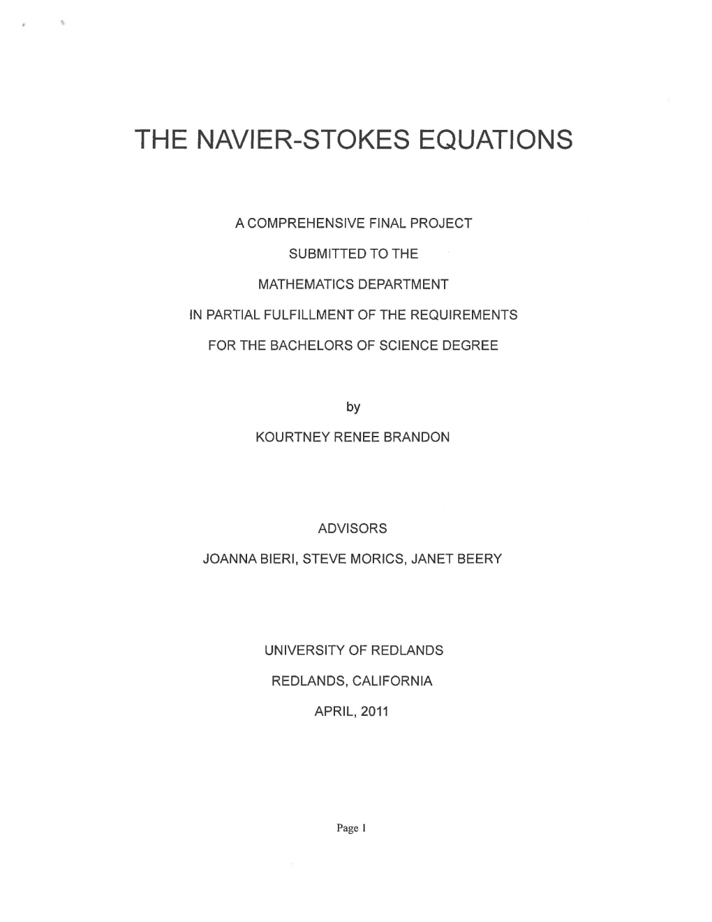 The Navier-Stokes Equations