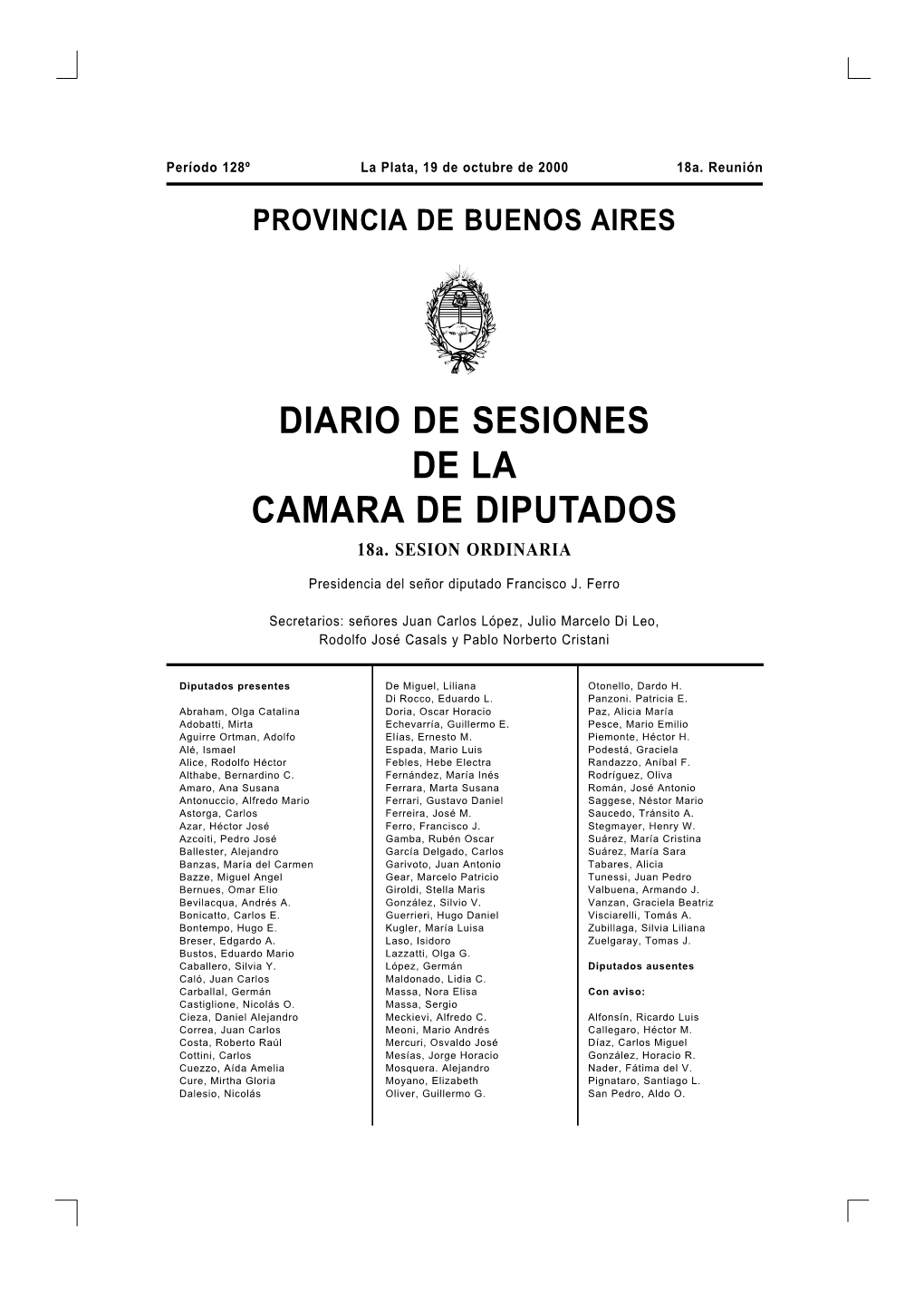 DIARIO DE SESIONES DE LA CAMARA DE DIPUTADOS 18A