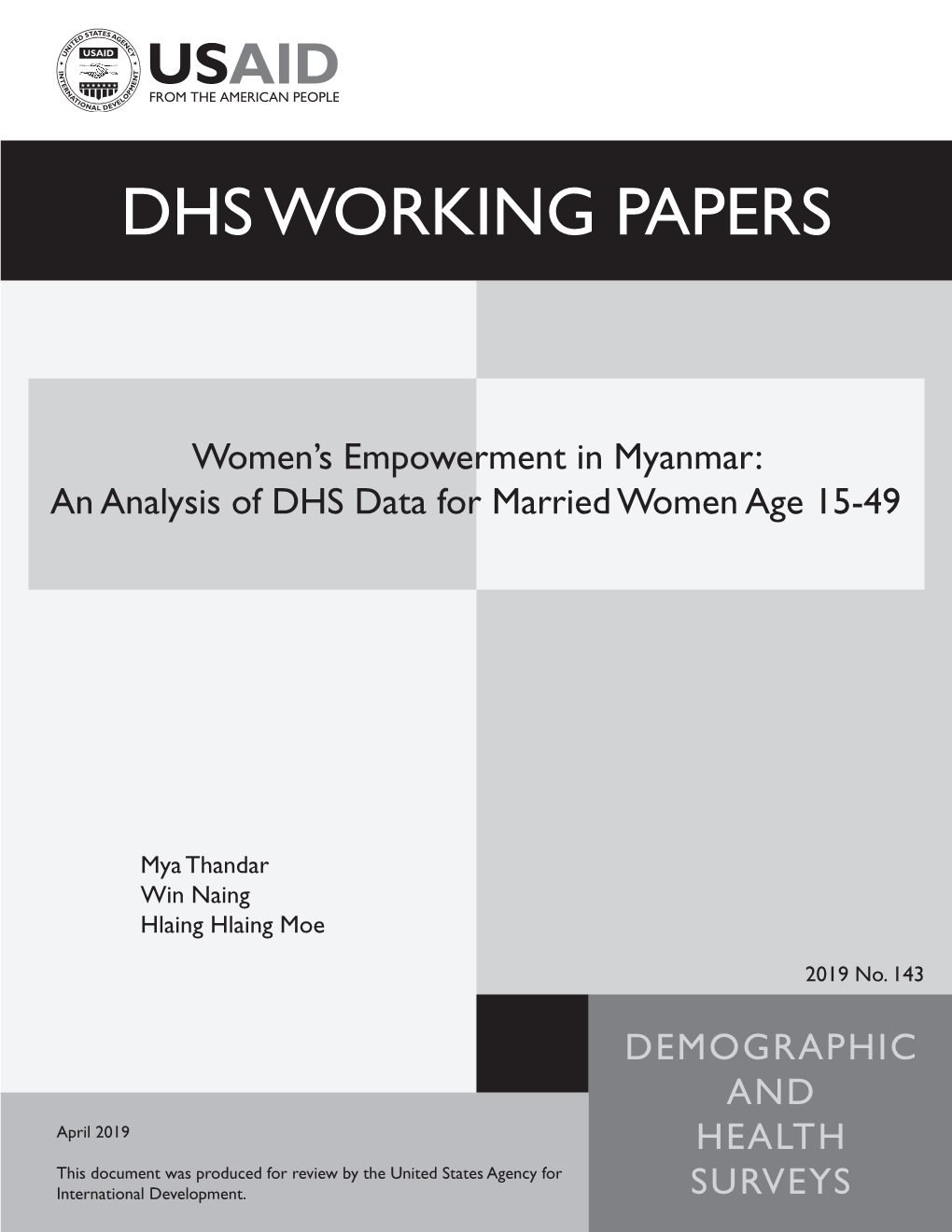 An Analysis of DHS Data for Married Women Age 15-49 [WP143]