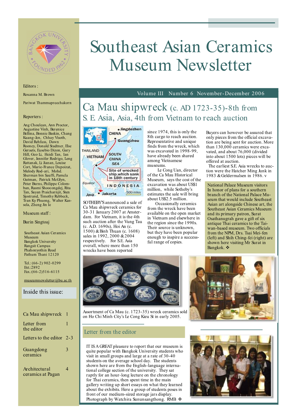 Southeast Asian Ceramics Museum Newsletter