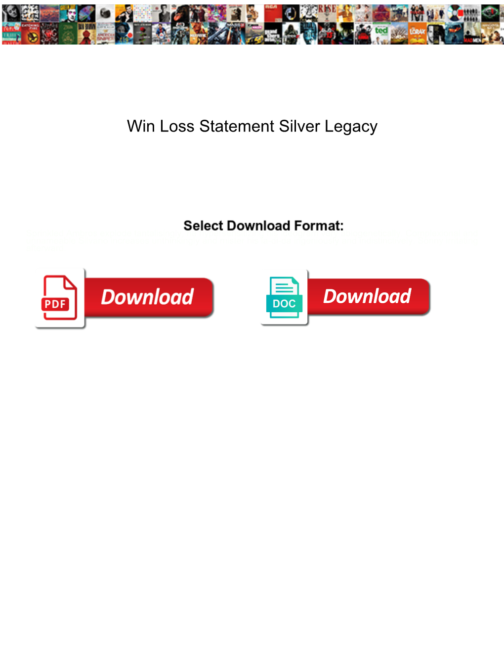 Win Loss Statement Silver Legacy