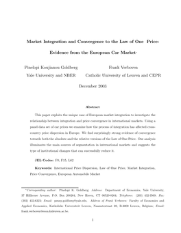 Market Integration and Convergence to the Law of One Price