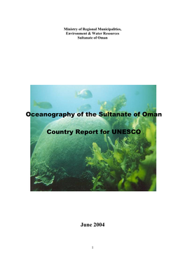 Oceanography of the Sultanate of Oman Country Report for UNESCO