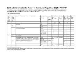 Certification Information for Annex I of Commission Regulation (EC) No