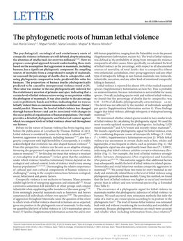 The Phylogenetic Roots of Human Lethal Violence José María Gómez1,2, Miguel Verdú3, Adela González-Megías4 & Marcos Méndez5