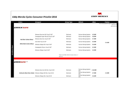 Eddy Merckx Cycles Consumer Pricelist 2016