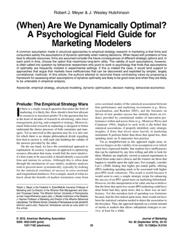 A Psychological Field Guide for Marketing Modelers