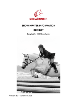 SHOW HUNTER INFORMATION BOOKLET Compiled by ESNZ Showhunter