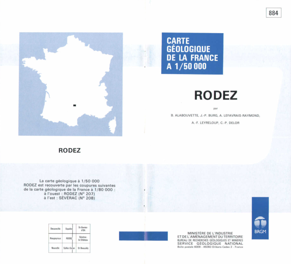 Notice Explicative De La Feuille Rodez À 1/50 000