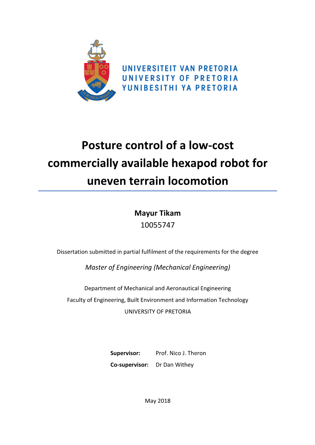 Posture Control of a Low-Cost Commercially Available Hexapod Robot for Uneven Terrain Locomotion