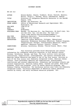 Directory of Indigenous Education Resources in the Wested Region, 1998
