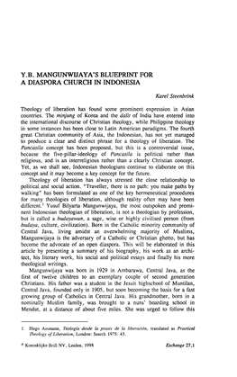 Y.B. Mangunwijaya's Blueprint for a Diaspora Church in Indonesia